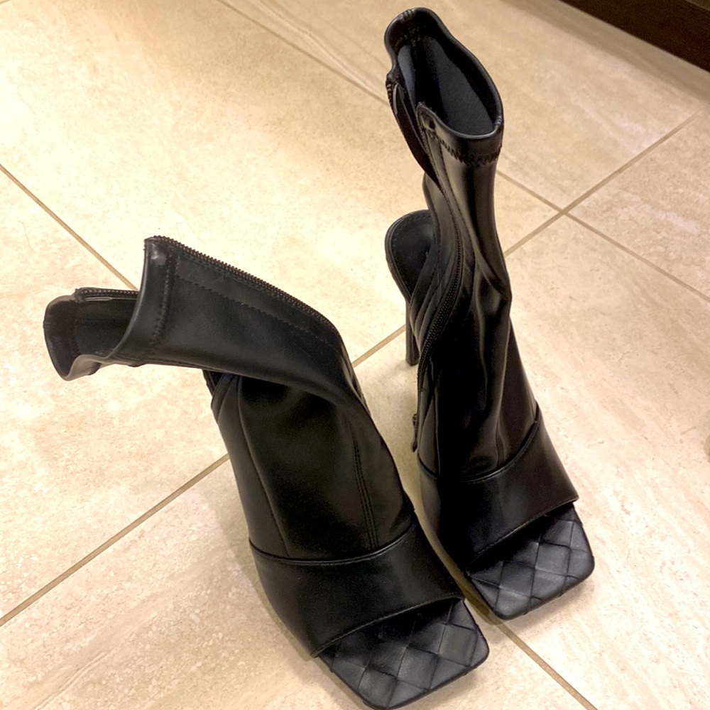 Black peep toe booties